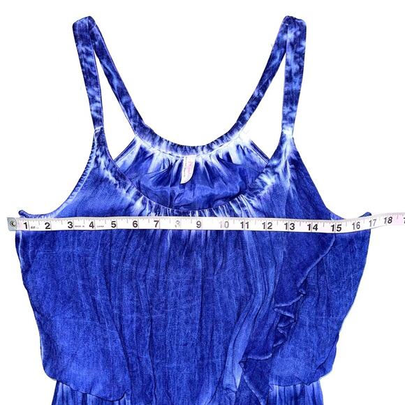 Free People Aphrodite Blue Tie Dye Asymmetric Hem Dress Size Medium - Picture 11 of 13